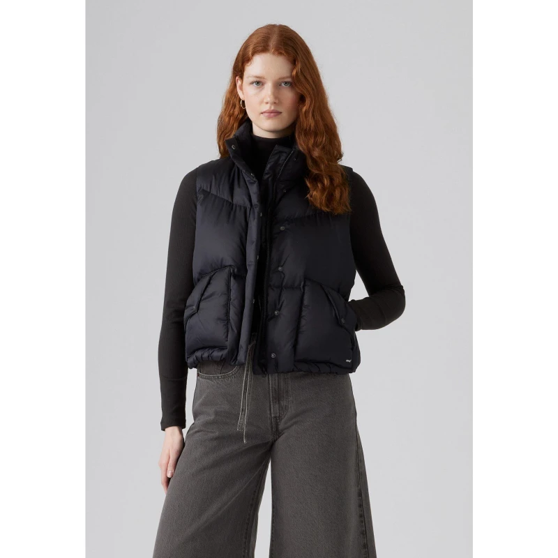Image of Levis Womens Levis Western Insulated Short Puffer Jacket Black female 8 (XS)