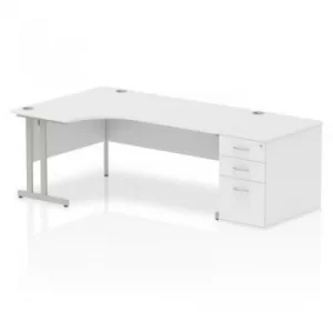 image of Impulse 1800 Left Hand Cantilever Workstation 800 Pedestal Bundle White