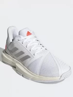 Image of adidas Courtjam Bounce Shoes, Grey/Purple, Size 4, Women
