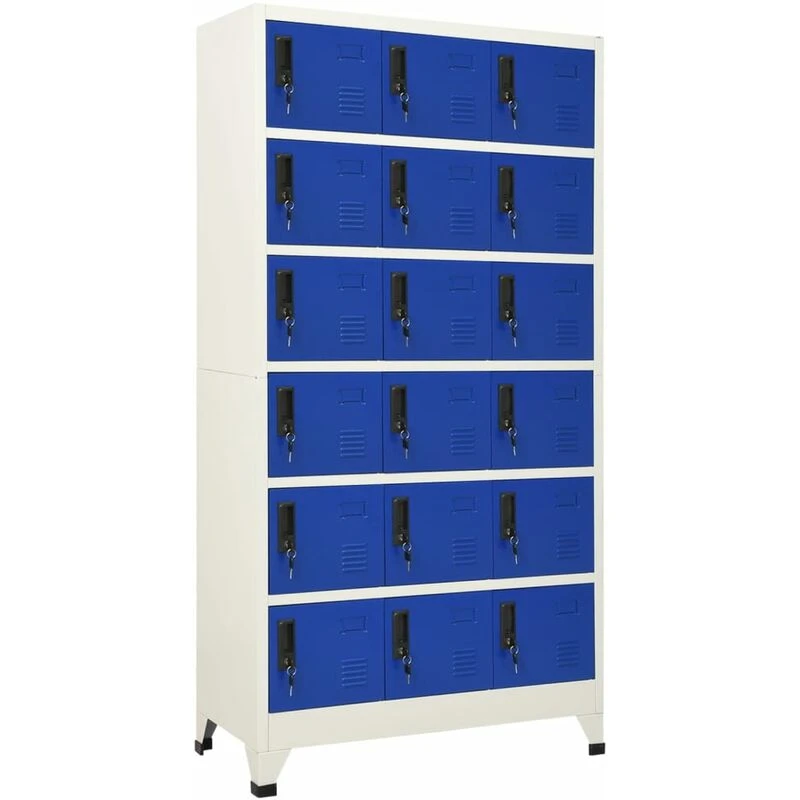 Image of VIDAXL Locker Cabinet Grey and Blue 90x40x180cm Steel Vidaxl 8720286701409