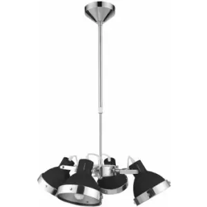 image of Black Shade and Chrome 4 Light Pendant Light - Premier Housewares