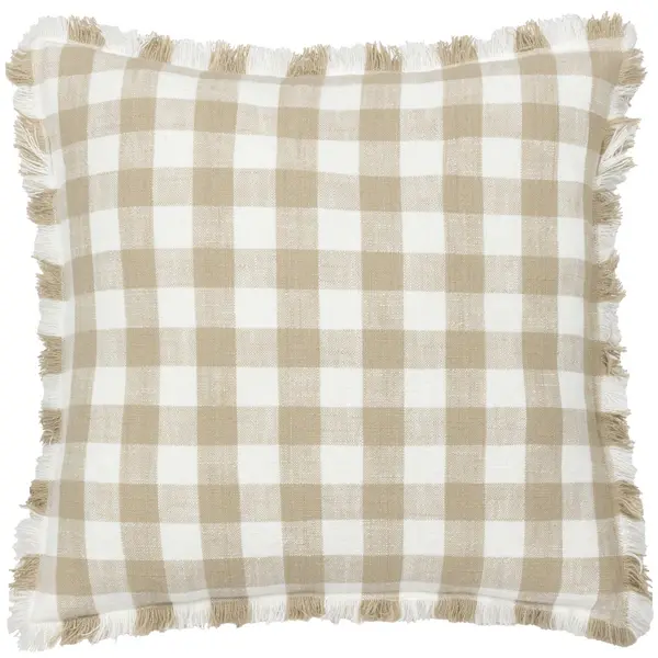 Image of Yard Barton Check Cotton Square Cushion Natural