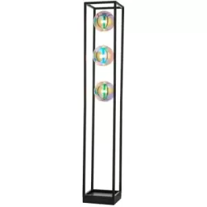 Image of Merano Bologna Complete Floor Lamp, Matt Black, Iridescent Glass