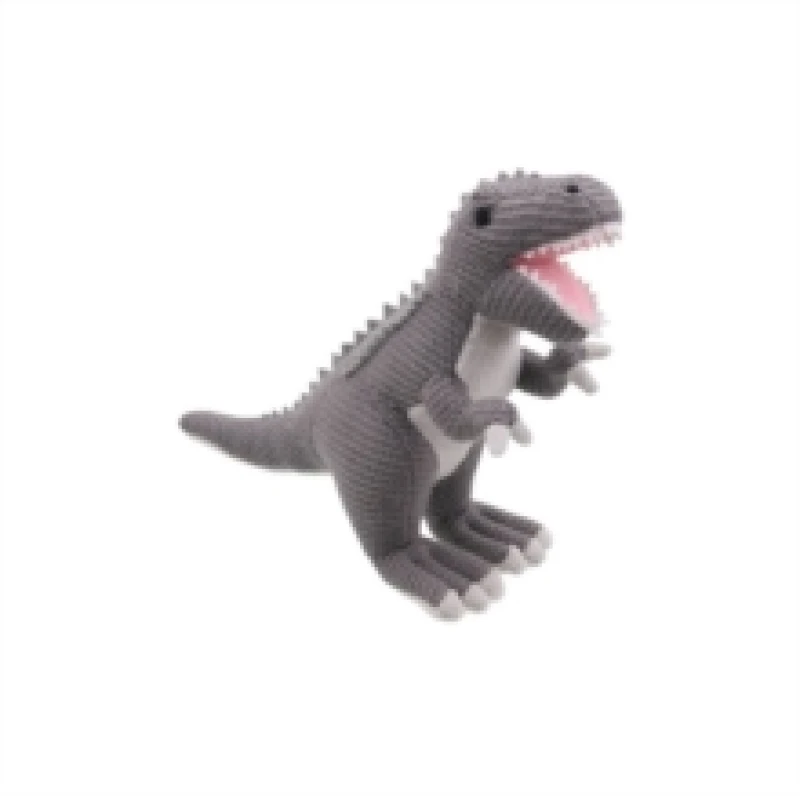 Image of The Puppet Company Wilberry Knitted T Rex Grey Small Multi unisex