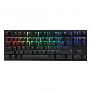 image of Ducky One 2 RBG DS PBT Silent Red Cherry MX Mechanical Keyboard - Black/White (DK-DKON1787ST-SUSPDAZT1) (US Layout)