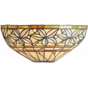 image of Loops - Tiffany Glass Wall Light Cream & Autumn Flower Shade Interior Sconce i00236