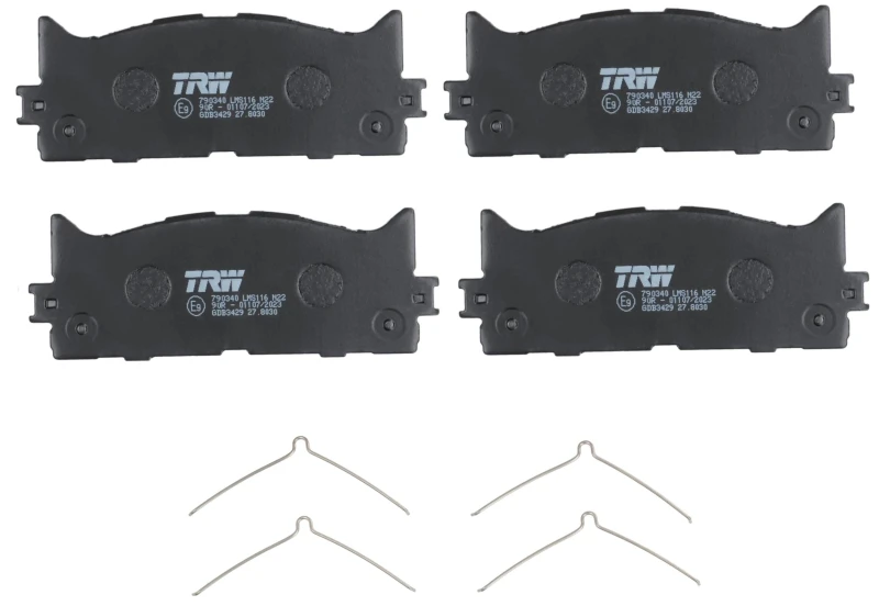 Image of TRW GDB3429 Brake pad set not prepared for wear warning indicator, with accessories Brake Pad Set,disc brake (402)