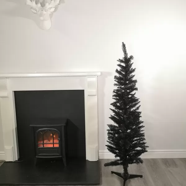 Image of 5ft (150cm) Black Pencil Pine Christmas Tree with 236 Tips