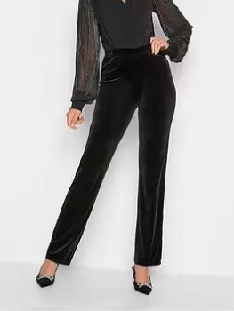 image of Long Tall Sally Black Wide Leg Velvet Trouser, Black, Size 24, Women