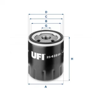 image of 2343900 UFI Oil Filter Oil Spin-On