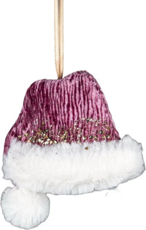 Image of Shatchi Pink Santa Hat 13x12cm - Christmas Hanging Decoration Pink
