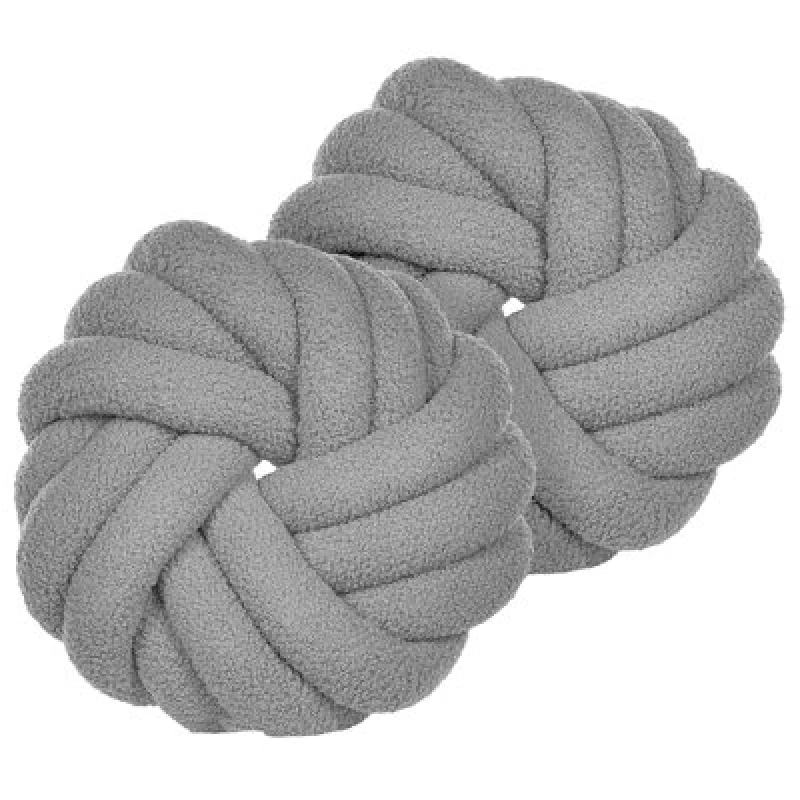 Image of Beliani Set Of 2 Decorative Cushions Akola Boucle 31 X 31cm Grey Solid