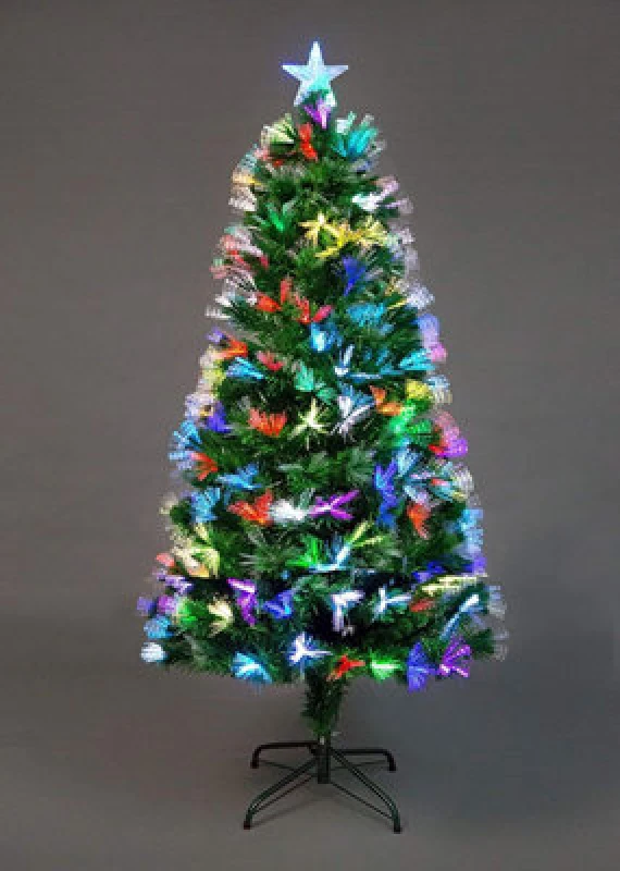Image of Shatchi 6ft/180Cm Flowers Fibre Optic Christmas Tree LED Pre-Lit