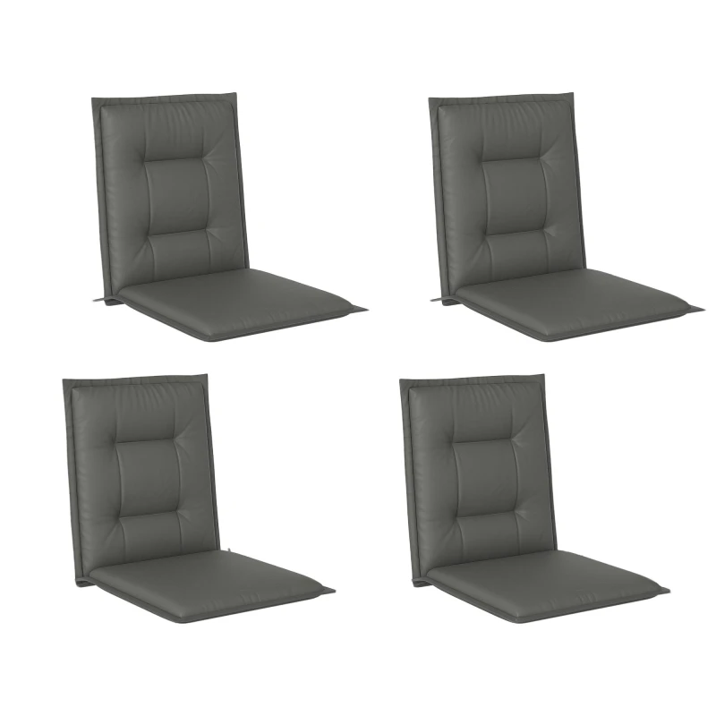 Image of OUTSUNNY Set of 4 Garden Chair Cushions, Outdoor Seat Pads in Light Grey Light Grey Unisex