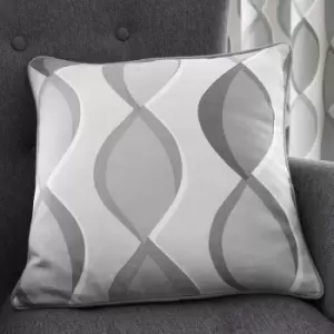 image of Fusion Lennox 100% Cotton Piped Filled Cushion, Grey/Grey, 43 x 43 Cm