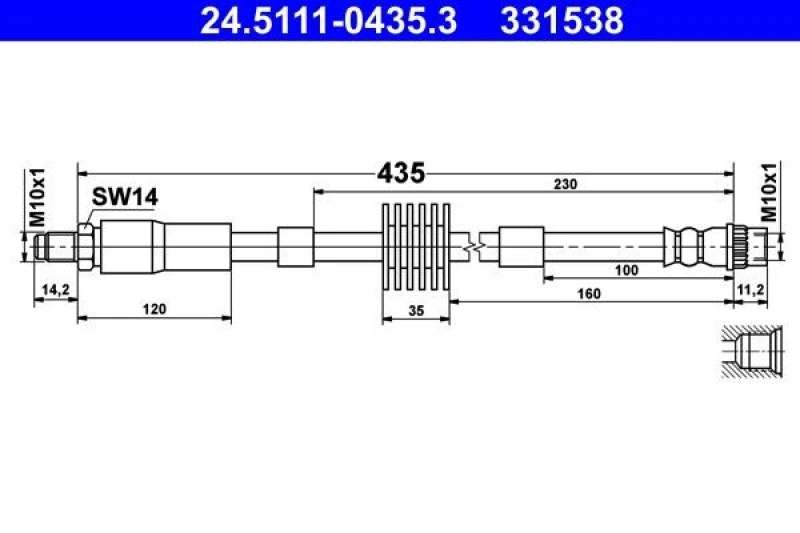 Image of ATE 24.5111-0435.3 Brake Hose Brake Hose (83)
