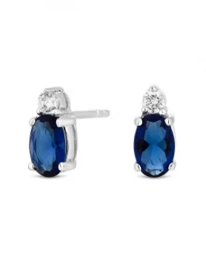 image of Simply Silver Blue Oval Stud Earrings