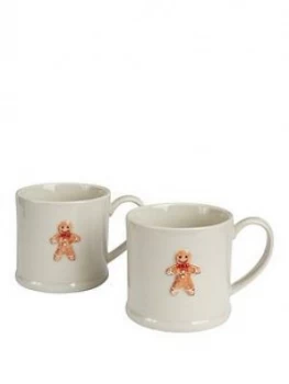 image of Gisela Graham Ceramic Gingerbread Mini Mugs Set Of 2