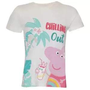 Image of Peppa Pig Girls Chilling Out T-Shirt (3-4 Years) (White)