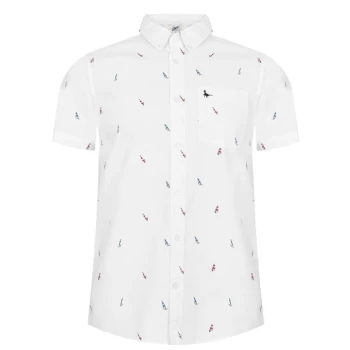 Jack Wills Stableton Short Sleeve Print Shirt - White