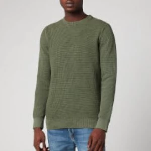 image of Superdry Mens Academy Dyed Texture Crewneck Jumper - Washed Dark Olive Green - L