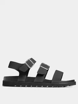 image of Yours Lala Buckle Footbed Sandal, Black, Size Eee, Women