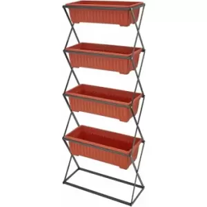 Image of Tectake - Vertical flower bed with 4 boxes (52x21x127cm) - brown