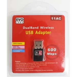 image of Evo Labs AC600 Dual Band USB WiFi Network Adapter