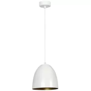 image of Emibig Lenox White/Gold Dome Pendant Ceiling Light 1x E27