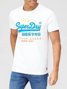 image of Superdry Vl Tri T-Shirt 220 - White, Size S, Men