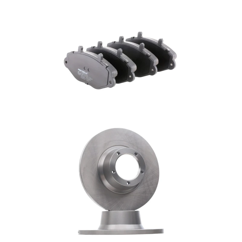 Image of RIDEX 3405B2885 Brake disc and pads set Front Axle, Brake Disc Type: Solid, excl. wear warning contact Brake Set,disc brakes (3405)