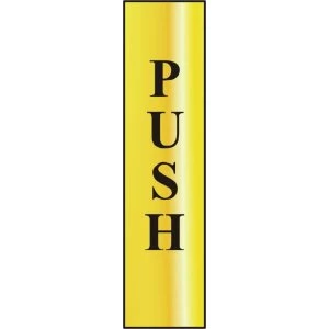 image of ASEC Push 200mm x 50mm Gold Self Adhesive Sign