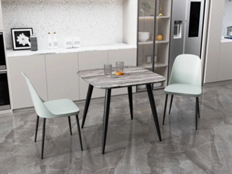 Image of Core Products Aspen Grey Oak Effect 80Cm Square Dining Table With 2 Light Grey Plastic Duo Design Chairs