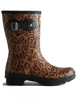 Image of Hunter Hunter Original Short Leopard Print Wellington Boots, Brown, Size 4, Women