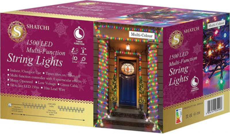 Image of Shatchi 1500LEDs Multifunction Timer String Fairy Lights 150M Indoor/Outdoor Decorations Multi
