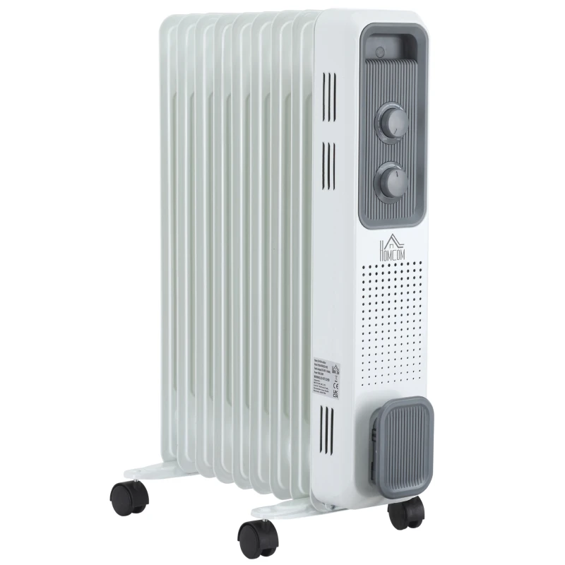 Image of HOMCOM 2180W Oil Filled Radiator, Portable Electric Heater, w/ 24-Hour Timer, 3 Heat Settings, Adjustable Thermostat, Safe Power-Off Aosom UK