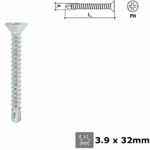 image of Self Tapping Screw uPVC PVC PH Head Self-drilling Galvanized - Size 3.9x32mm - Pack of 100