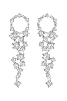 image of Rhodium Plated Cubic Zirconia Open Profile Multi Solitaire Drop Earrings