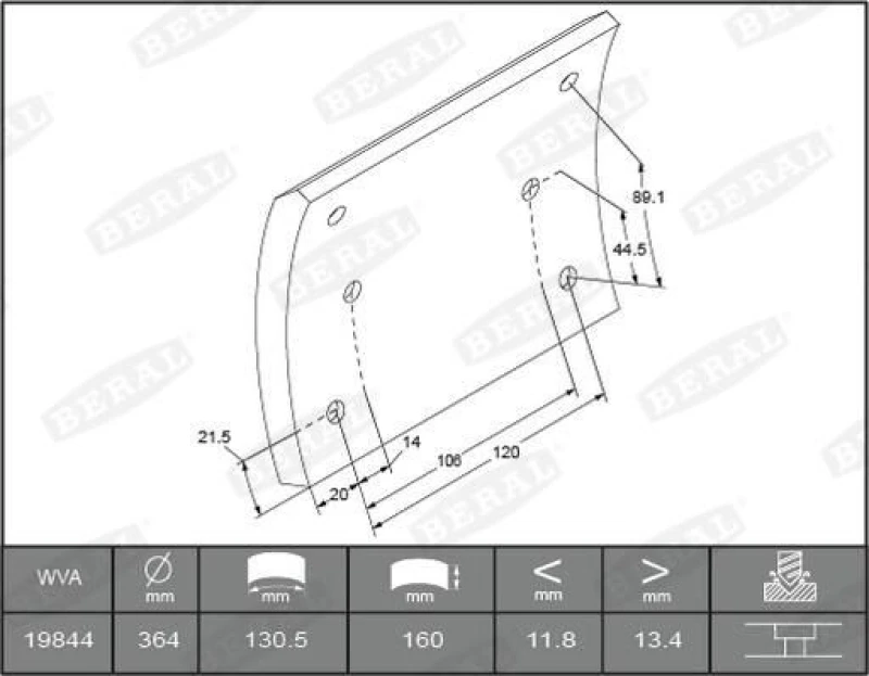 Image of Brake Lining Kit, drum brake BERAL KBL19506.3-1561