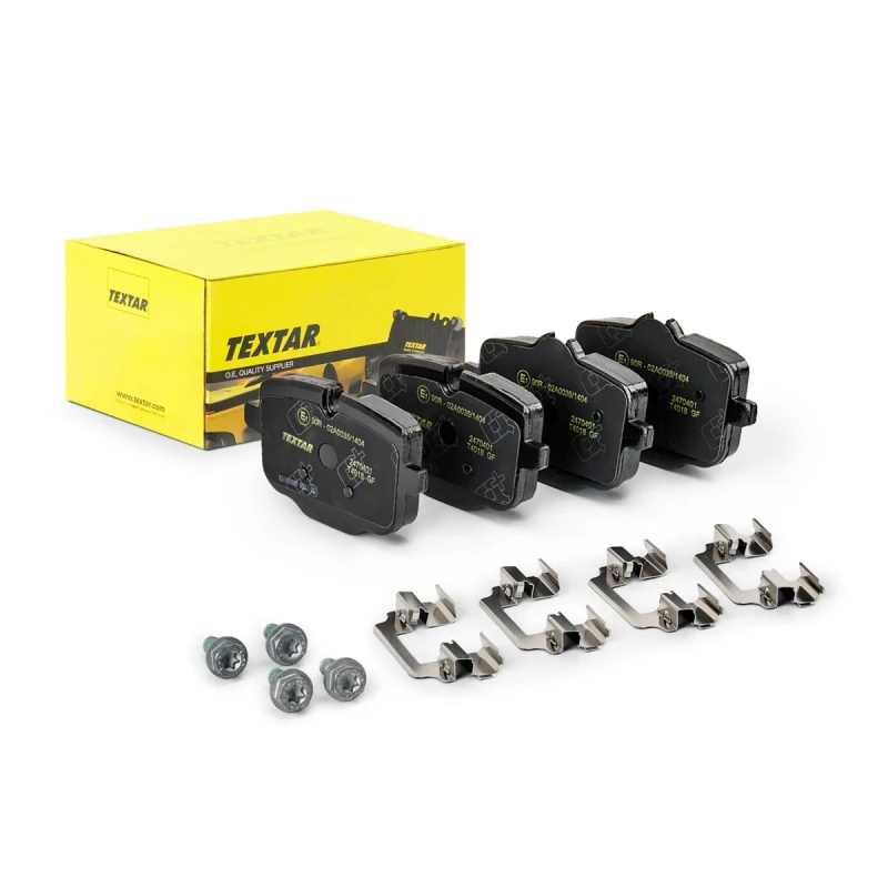 Image of TEXTAR 2470401 Brake pad set Q+ prepared for wear warning indicator, with accessories, with brake caliper screws Brake Pad Set,disc brake (402)