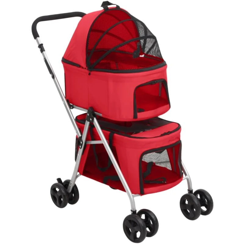 Image of VIDAXL Vidaxl - 2-Layers Folding Dog Stroller Red 83x48x97cm Oxford Fabric 8720845735289