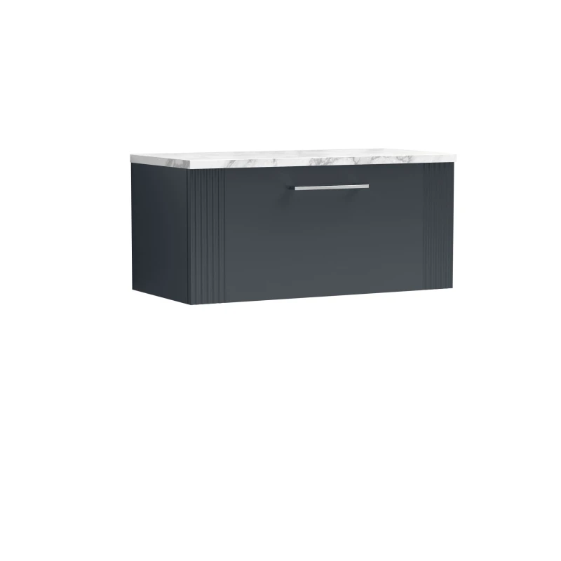 Image of Balterley 1 Drawer Wall Hung Vanity Marble Laminate Worktop 800mm Black