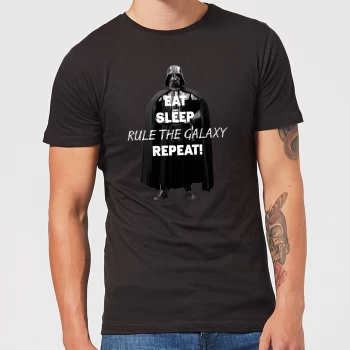 Image of Star Wars Eat Sleep Rule The Galaxy Repeat Mens T-Shirt - Black - 3XL - Black