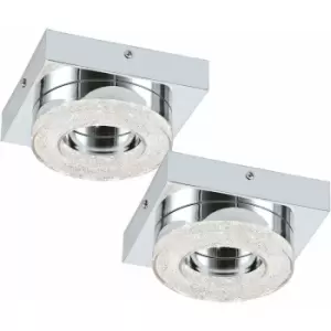 Image of Loops - 2 pack Wall Flush Ceiling Light Chrome Shade Chrome Clear Plastic Crystal LED 4W
