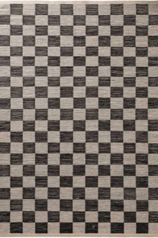 Image of The Rugs Handloom Jute Rug Rex Reversible White Black Checkerboard