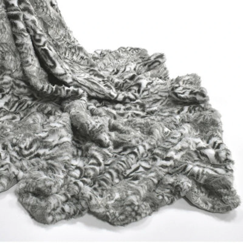 Image of Velosso Elegant Design Faux Rabbit Fur Thermal Warm Blanket, Cosy Throw For Modern Decor, Animal Print, 127Cm X 147Cm - Grey