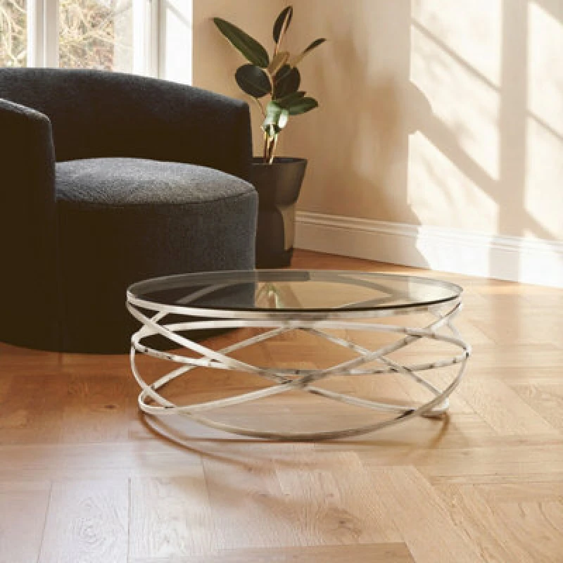 Image of Orsina Allure Round Silver Swirl Base Coffee Table