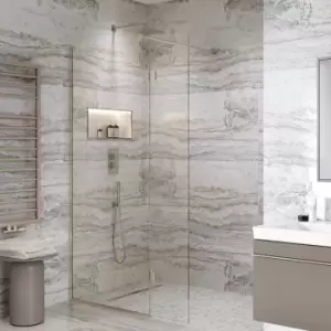 Image of Frameless 800mm Nickel Wet Room Shower Screen with Wall Support Bar - Live Your Colour
