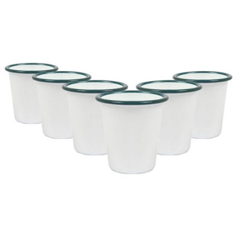 Image of Argon Tableware White Enamel Tumblers - 300ml - Green - Pack Of 6