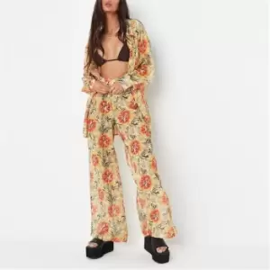 Missguided Tropical Print Mesh Beach Cover Up Trousers - Multi